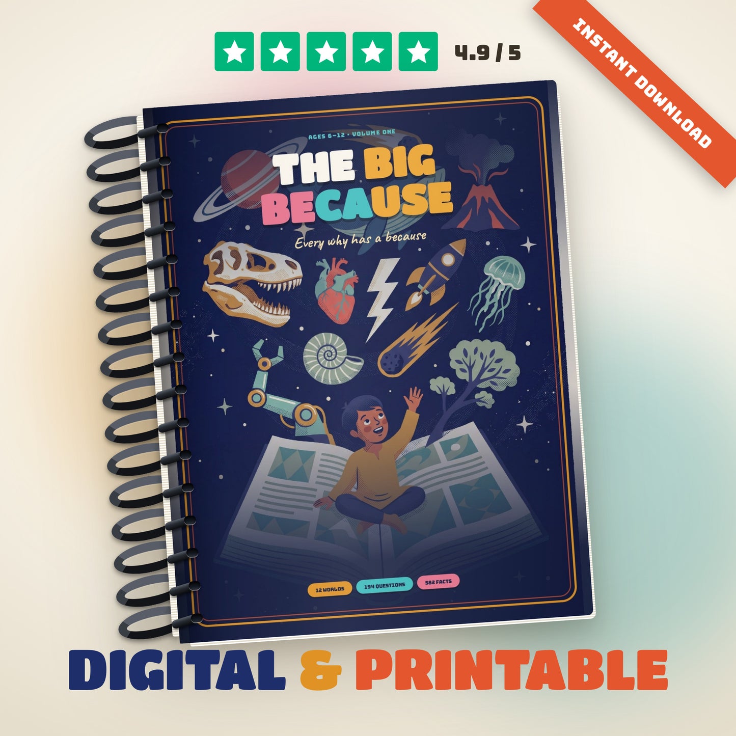 01: The Big Because illustrated kids encyclopedia, spiral printed edition, digital and printable