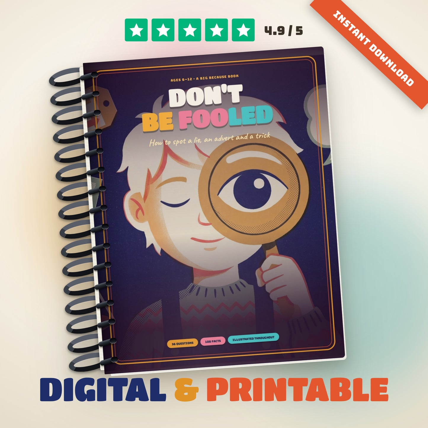 01: Don't Be Fooled illustrated kids book about critical thinking, spiral printed edition
