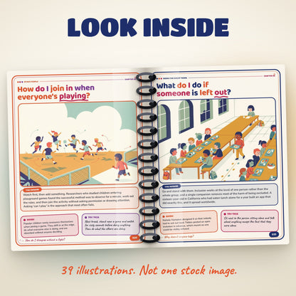 02: Inside pages of Little Leaders showing illustrated question and answer spreads
