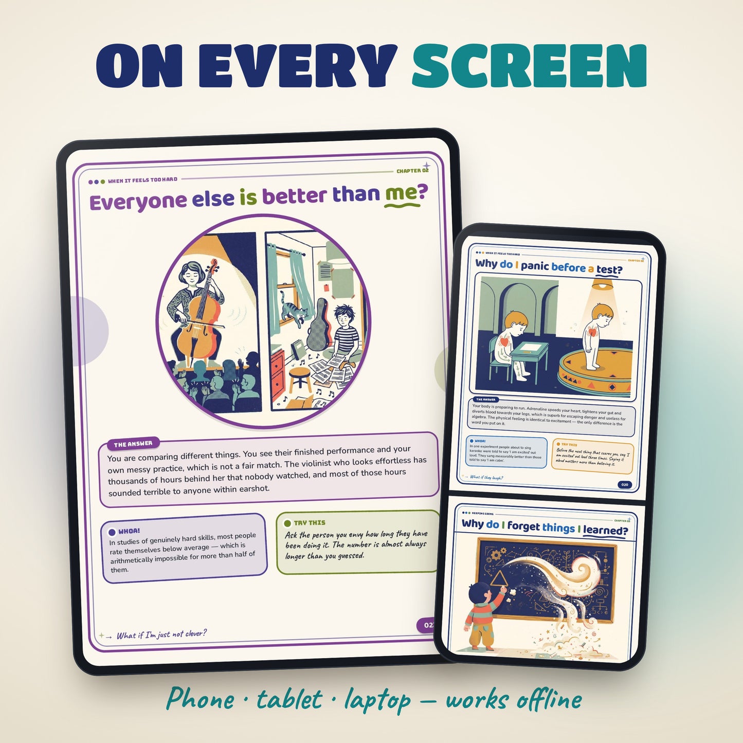 03: GRIT kids book on tablet and phone screens
