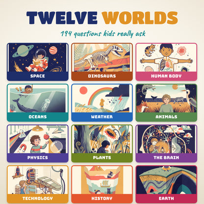 04: The twelve illustrated worlds inside The Big Because kids encyclopedia