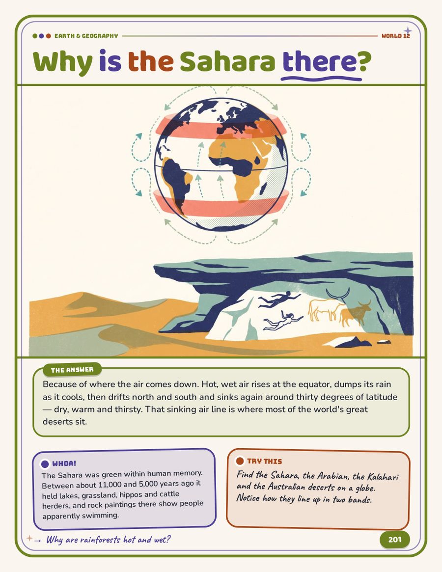 Illustrated page from The Big Because